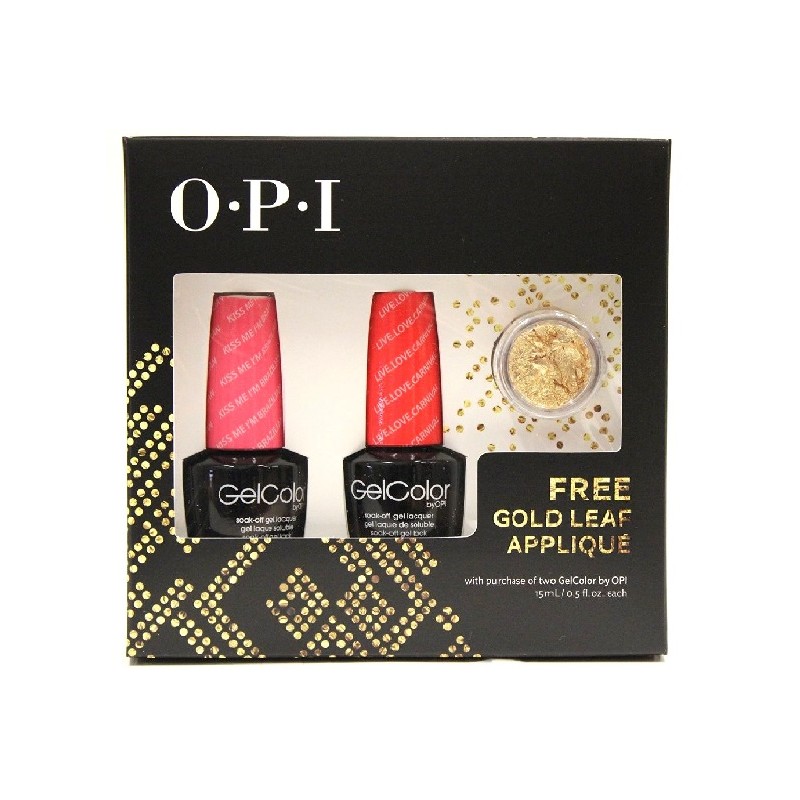 Set  of two OPI GelColor – Kiss Me I’m Brazilian – Live Love Carnaval with Free Gold Leaf Applique 15ml+15ml