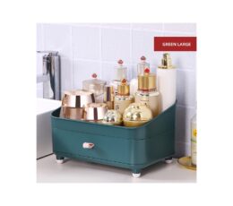 Cosmetic Storage Box open view & 1 drawer green 26x18cm